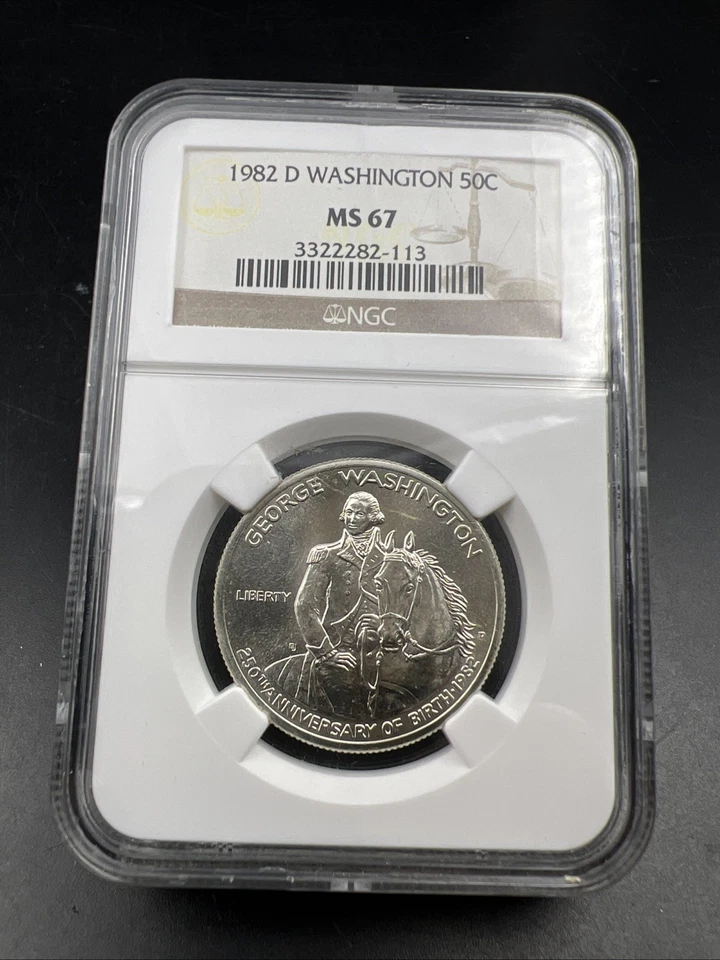 1982 D Washington Commemorative Silver Half Dollar Coin MS67 Gem BU Certified #3 - Image 4 of 4