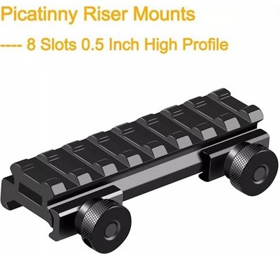 0.5 Inch Low Profile 8 Slot Scope Riser Block 20mm Picatinny Rail Mount Adapter