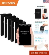 6 Pack Waterproof Notebook, 3x5 Pocket Notepad, Small Top Spiral Stone-Paper ...