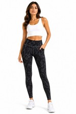 Athleta Salutation Stash II Leggings MT Printed Pocket Yoga Athleisure Sculpt