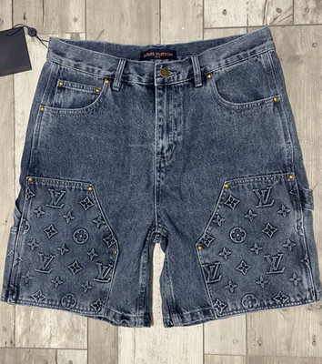 Louis Vuitton Men s Monogram Blue Denim Carpenter Shorts Size 32 - Large