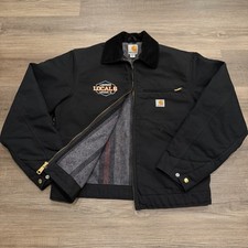 Carhartt Detroit J001 BLK Blanket Lined Jacket M USA Helmets To Hardhats Local 6