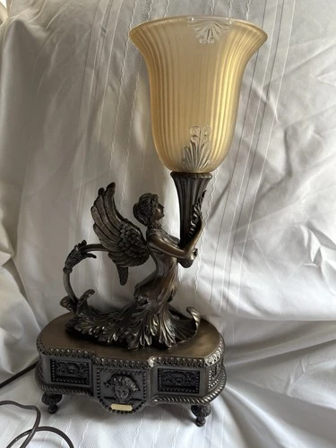 Dale Tiffany Antiques Roadshow Bronze Art Nouveau Table Lamp Winged Woman