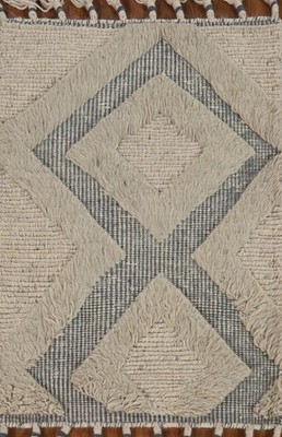 Geometric Moroccan Indian Accent Rug 2x3 Hand-knotted Wool Ivory Small Carpet