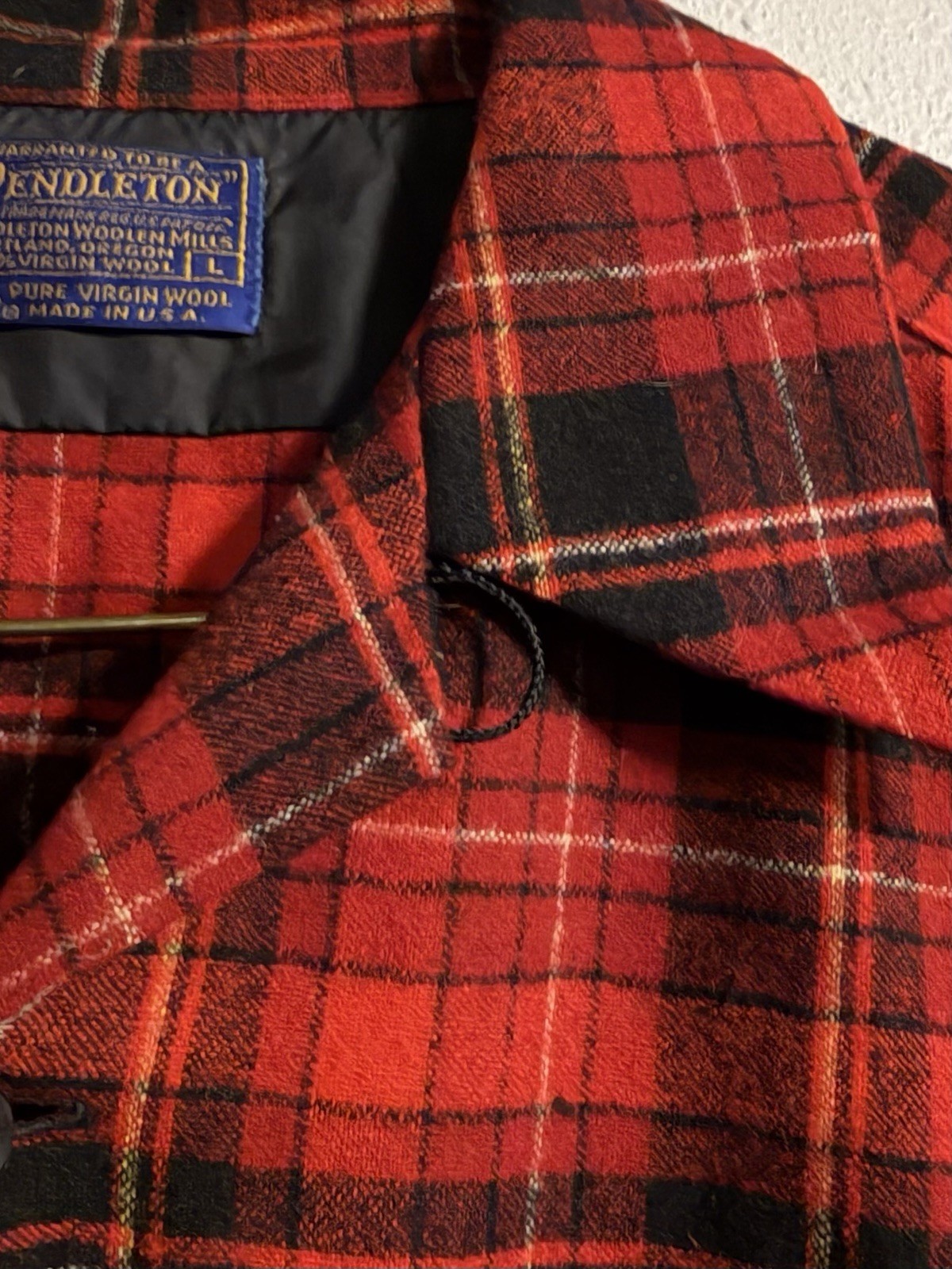 Vintage Pendleton Red Plaid Wool Loop Collar Boar… - image 4