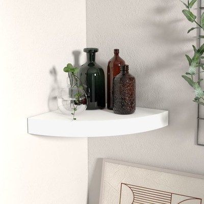 Floating Corner Shelf White 9.8''x9.8''x1.5'' MDF