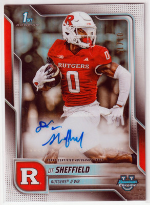 2025 Bowman U White Refractor Auto 1/15 (Bookend 1/1) DT Sheffield Rutgers