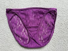 VANITY FAIR VINTAGE NYLON PANTY Hi Leg Bikini Panty Lace Magenda Floral Lace M/6