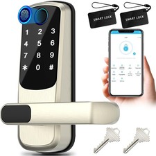 Smart Door Lock with Handle,Fingerprint Exterior Locks,Smart Locks for Front ...