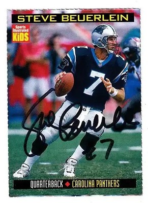 Steve Beuerlein signed Carolina Panthers Sports Illustrated SI for Kids card COA