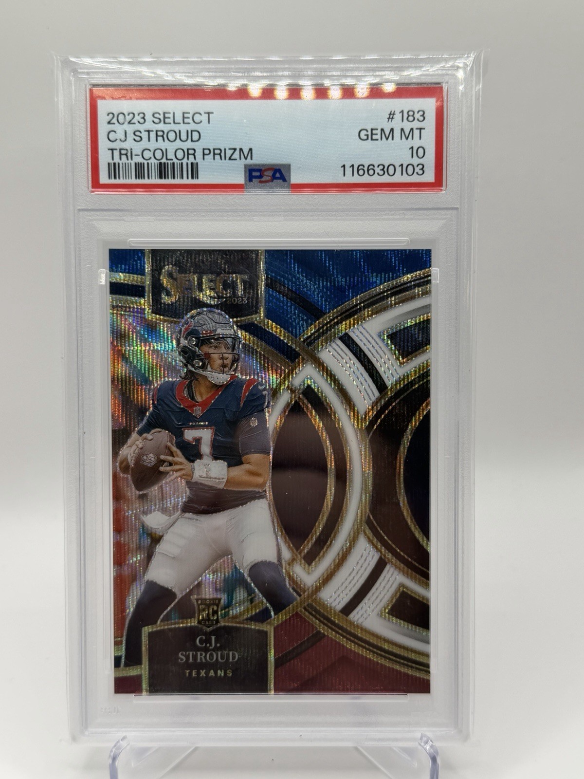 2023 PANINI SELECT #183 CJ STROUD TRI-COLOR PRIZM /225 PSA 10 Premier Level