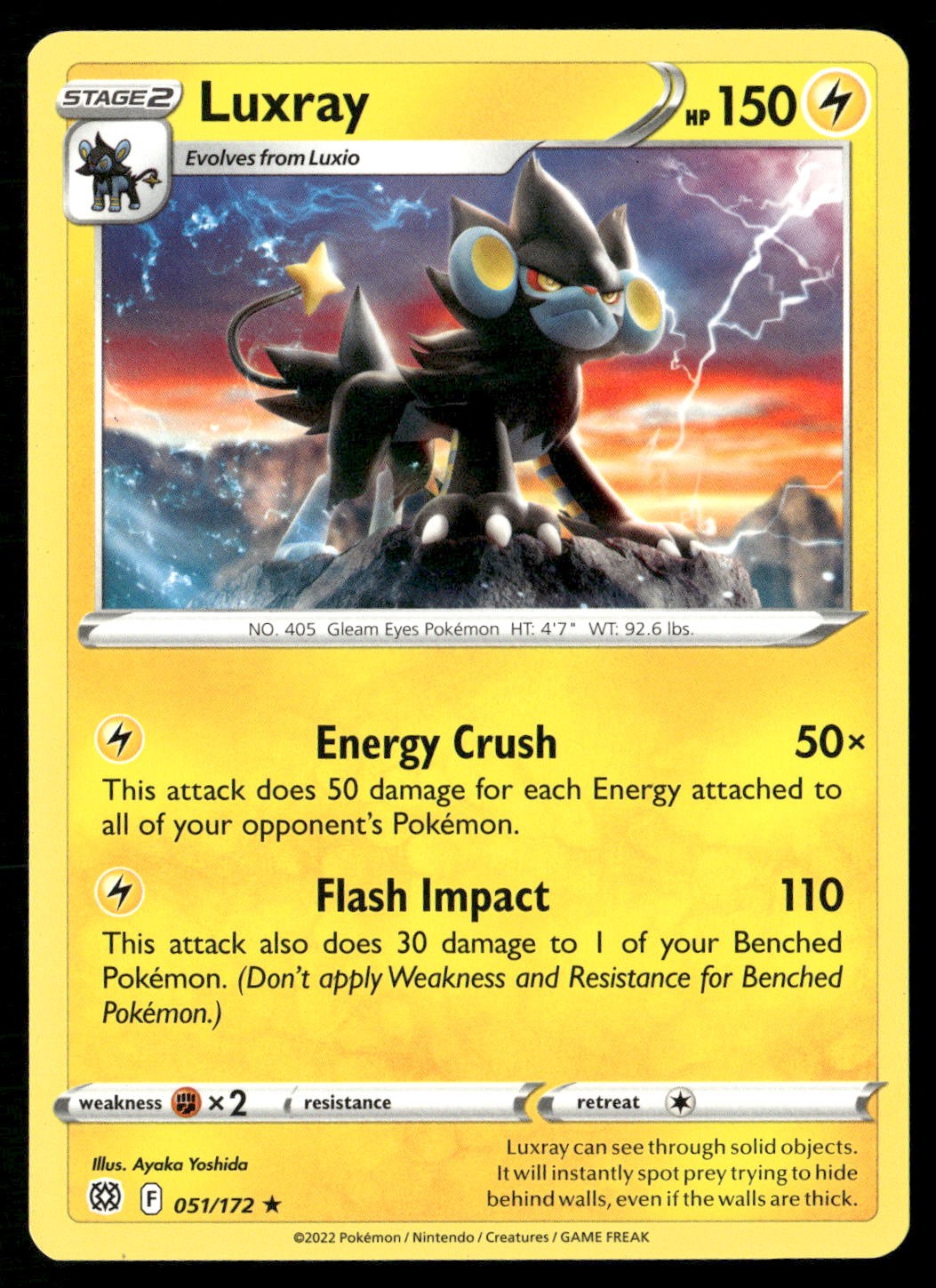 Luxray 051/172 Rare Brilliant Stars Pokemon NM/M