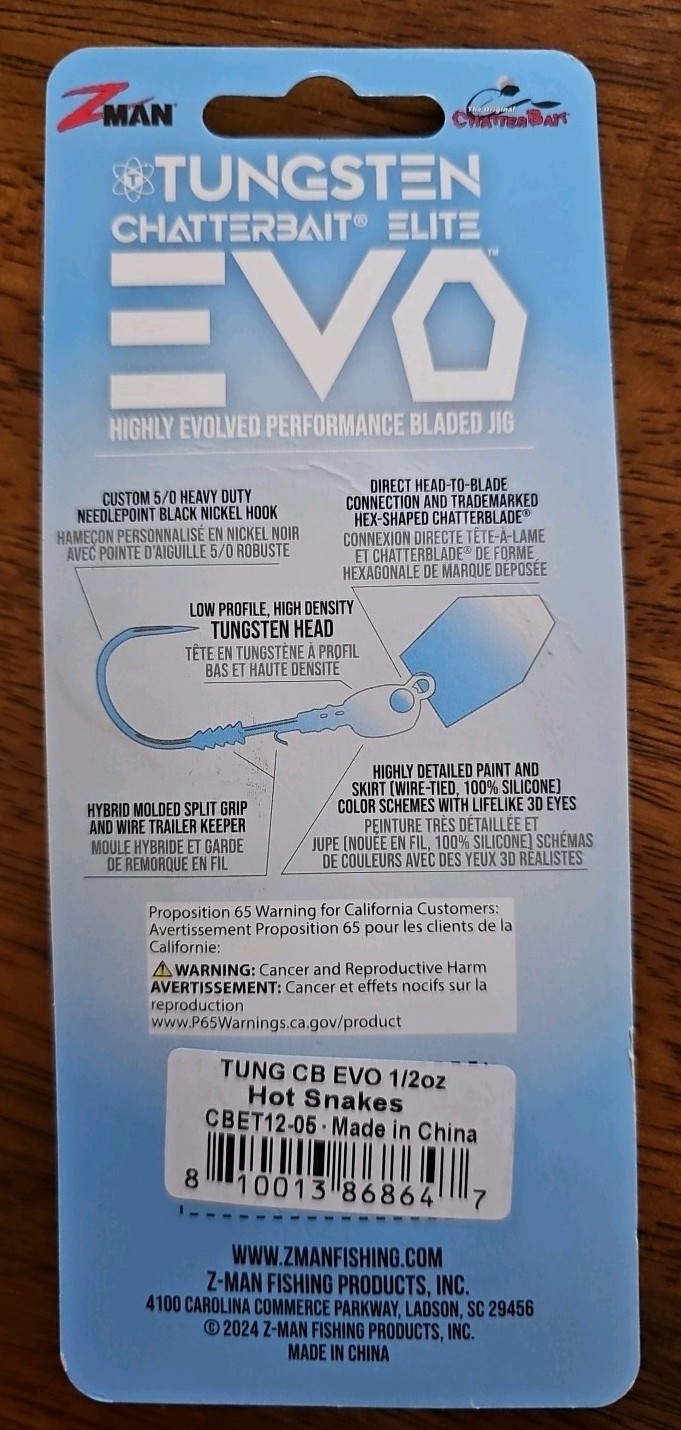 ZMAN TUNGSTEN CHATTERBAIT ELITE EVO 1/2 OZ.  - HOT SNAKE - Image 3