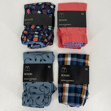 Lot of 4 Banana Republic Boxers Men's Size M Blue Orange 100 Cotton New NWT