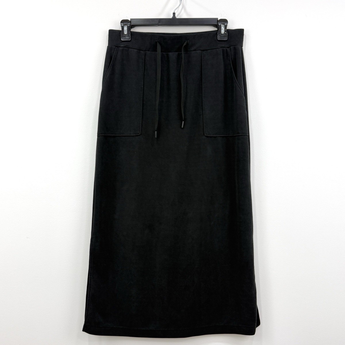 Cozy Earth Skirt Women's M Black Bamboo Drawstrings Comfort Midi