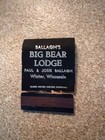 Vintage MatchBook Ballagh's Big Bear Lodge, Winter, Wisconsin, used front strike — photo 1