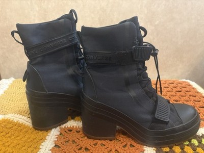 Converse All Star GR 82 Womens Black Platform Boots Size 7.5 flaws