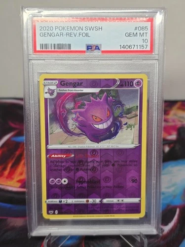 Pokémon Gengar Reverse Holo Rare 85/202 PSA 10 LOW POP Sword & Shield
