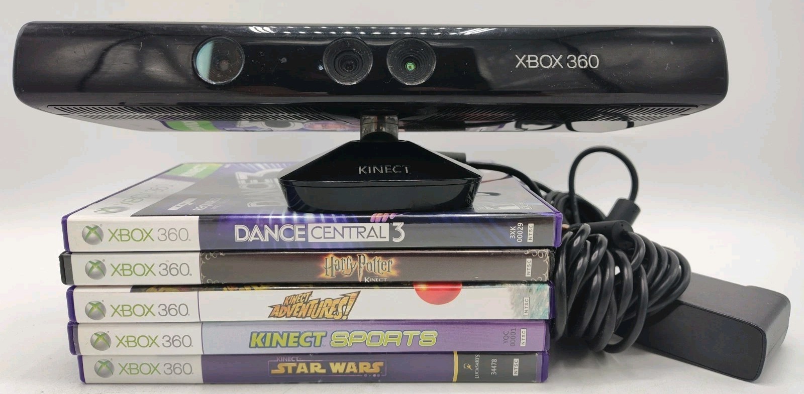 Microsoft Xbox 360 Kinect Sensor Bar + 4 Games Bundle *VGC* Tested* FREE SHIP!