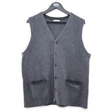 Woolovers Mens XL Waistcoat gilet Grey Organic cotton and Cashmere Herringbone