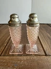 Pair Of Vintage Anchor Hocking Miss America Pink Glass Salt & Pepper Shakers