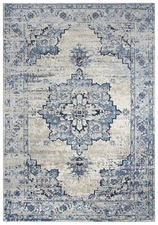 5x7 Rizzy Rugs Blue Medallion Lines Bulbs Area Rug EN7350 - Aprx 5' 2" x 7' 3"