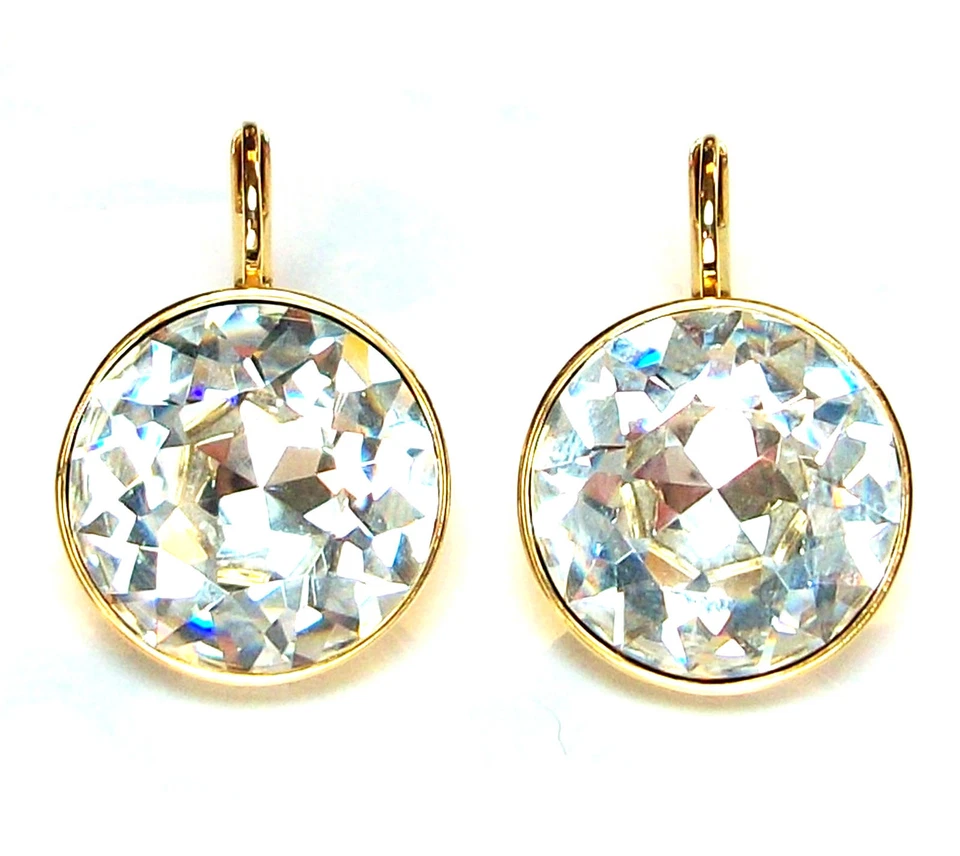 Pendientes grandes redondos de cristal Bella para mujer hechos con cristales SWAROVSKI® Foto 2 de 3