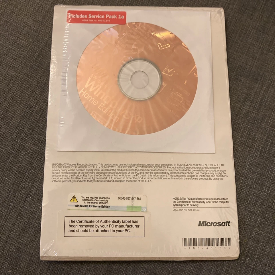 Microsoft Windows XP Home Edition Version 2002 W/ Service Pack 1a Sealed NO CODE - image 2 of 4