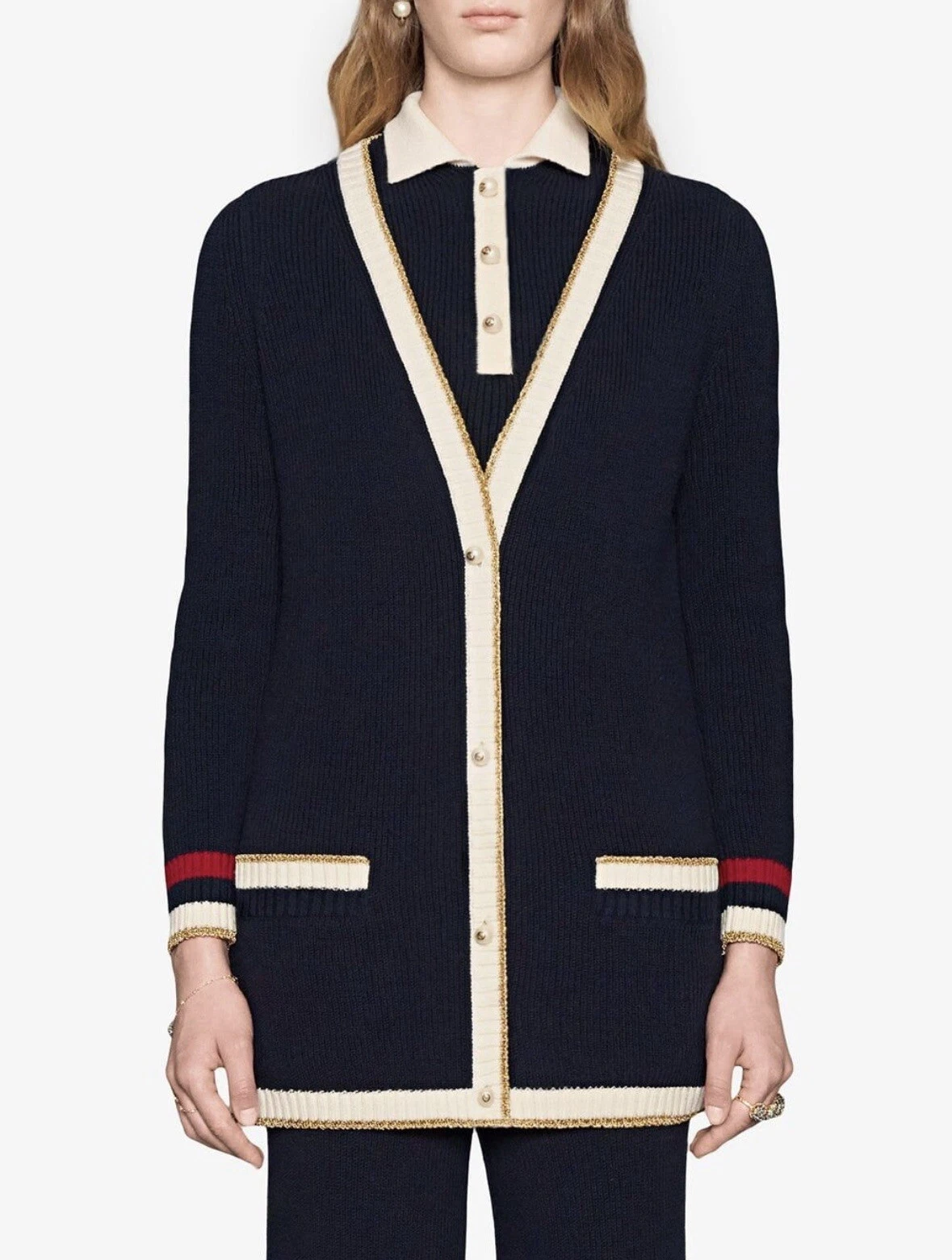 Magnifique veste cardigan authentique Gucci en coton marine bien aimé taille S