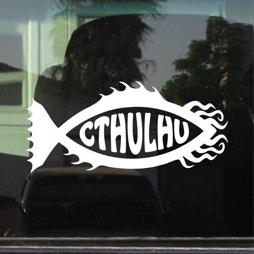 CTHULHU FISH SYMBOL VINYL DIE CUT STICKER - 第 1/3 張圖片