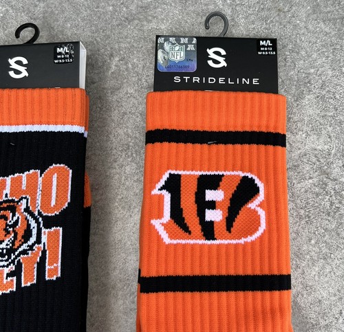 Cincinnati Bengals Strideline NFL Premeiun Crew 2 Pack Socks Size M/L - Picture 3 of 7