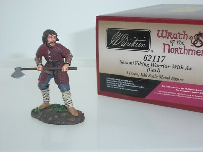 BRITAINS 62117 ANGLO SAXON VIKING WARRIOR STANDING READY WITH AXE METAL SOLDIER