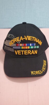 KOREA   VIETNAM VETERAN HAT WITH CAMPAIGN SERVICE RIBBONS