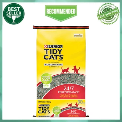 Tidy Cats Non-Clumping Litter, 24/7 Performance Odor Control Formula, 30 lb Box
