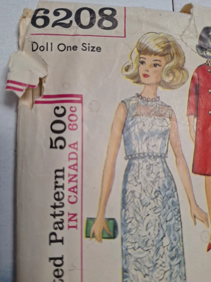 Clothing Fashion Doll 11 1/2" NO JUMPSUIT Simplicity 6208 Sewing Pattern Cut VTG - Image 3 of 4