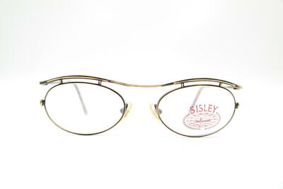 Vintage Sisley S/070 237 Messing Schwarz oval Brille Brillengestell NOS