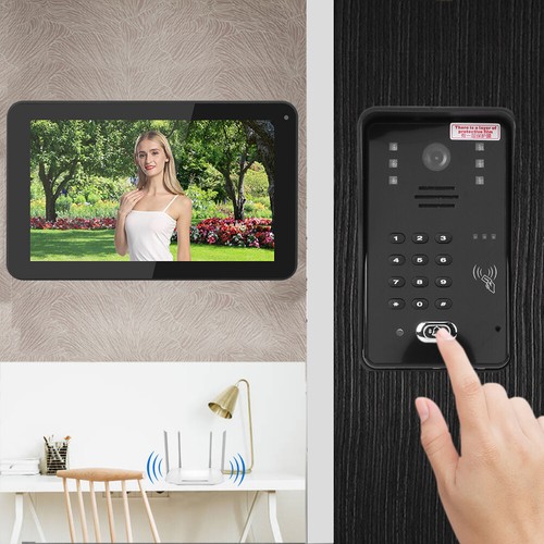 Wired Wifi Video Intercom 9In Tft Lcd Display 2 Monitors Remote App Passwo Set