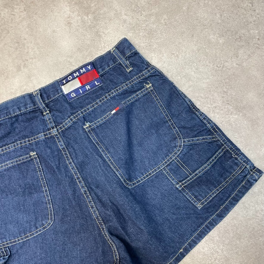Tommy Girl Denim Shorts Womens Jorts USA Baggy 90s Vintage Bottoms, Blue 32" image 8