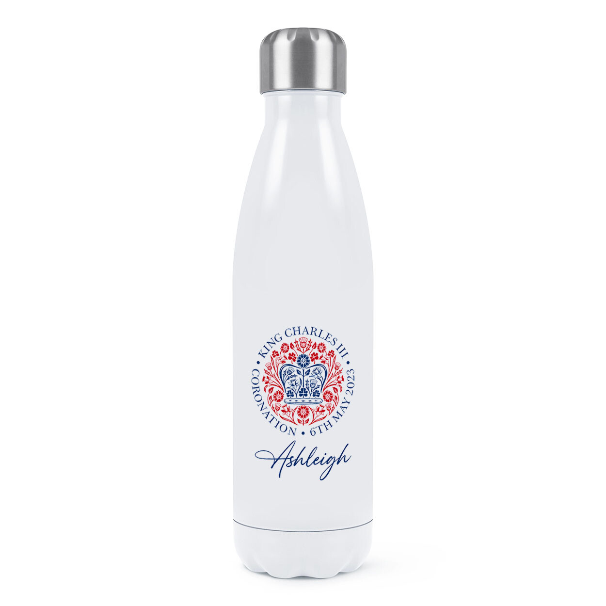 Personalised Coronation Emblem King Charles III Double Wall Water Bottle