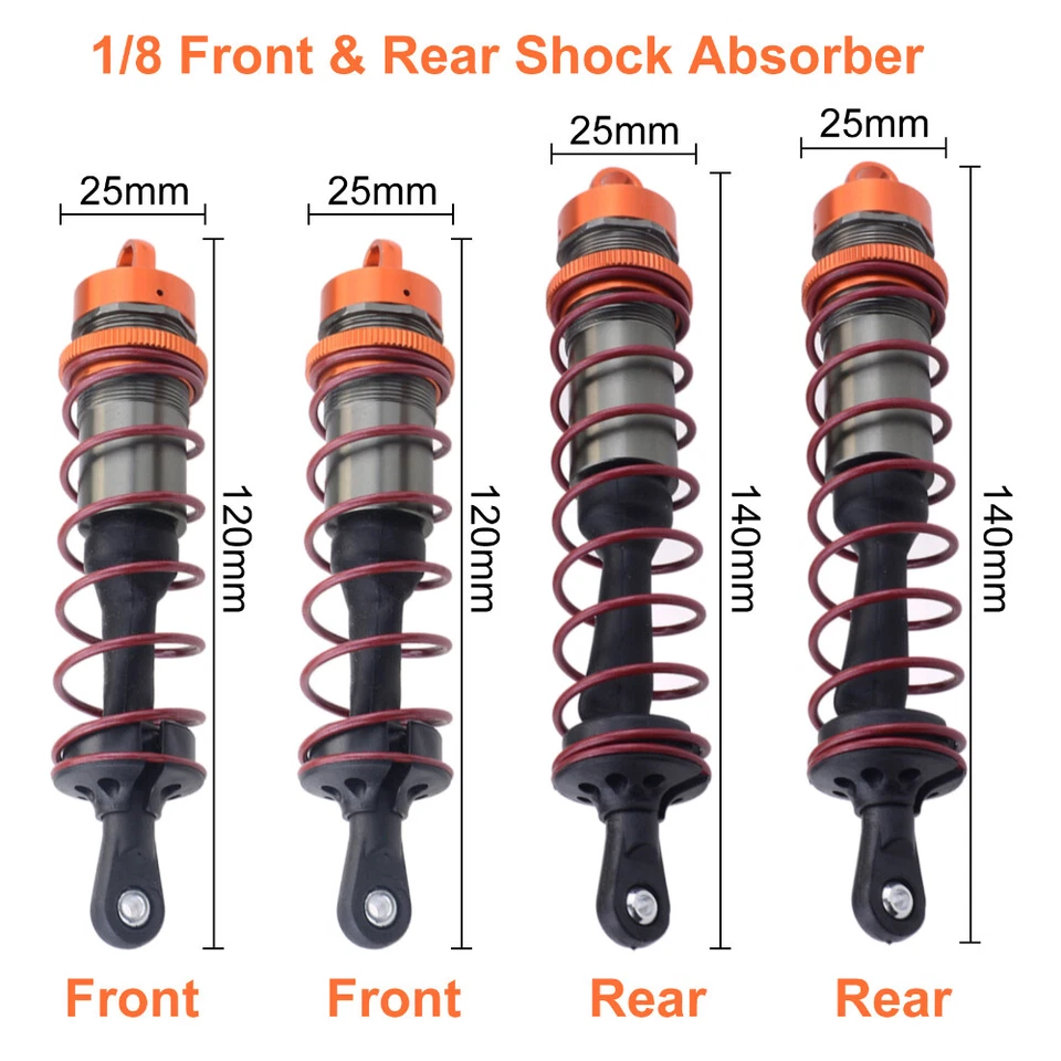 2/4Pc Shock Absorber Front Rear for 1/8 JLB HSP EM Racing HPI Truck Buggy Truggy - Image 2 of 4