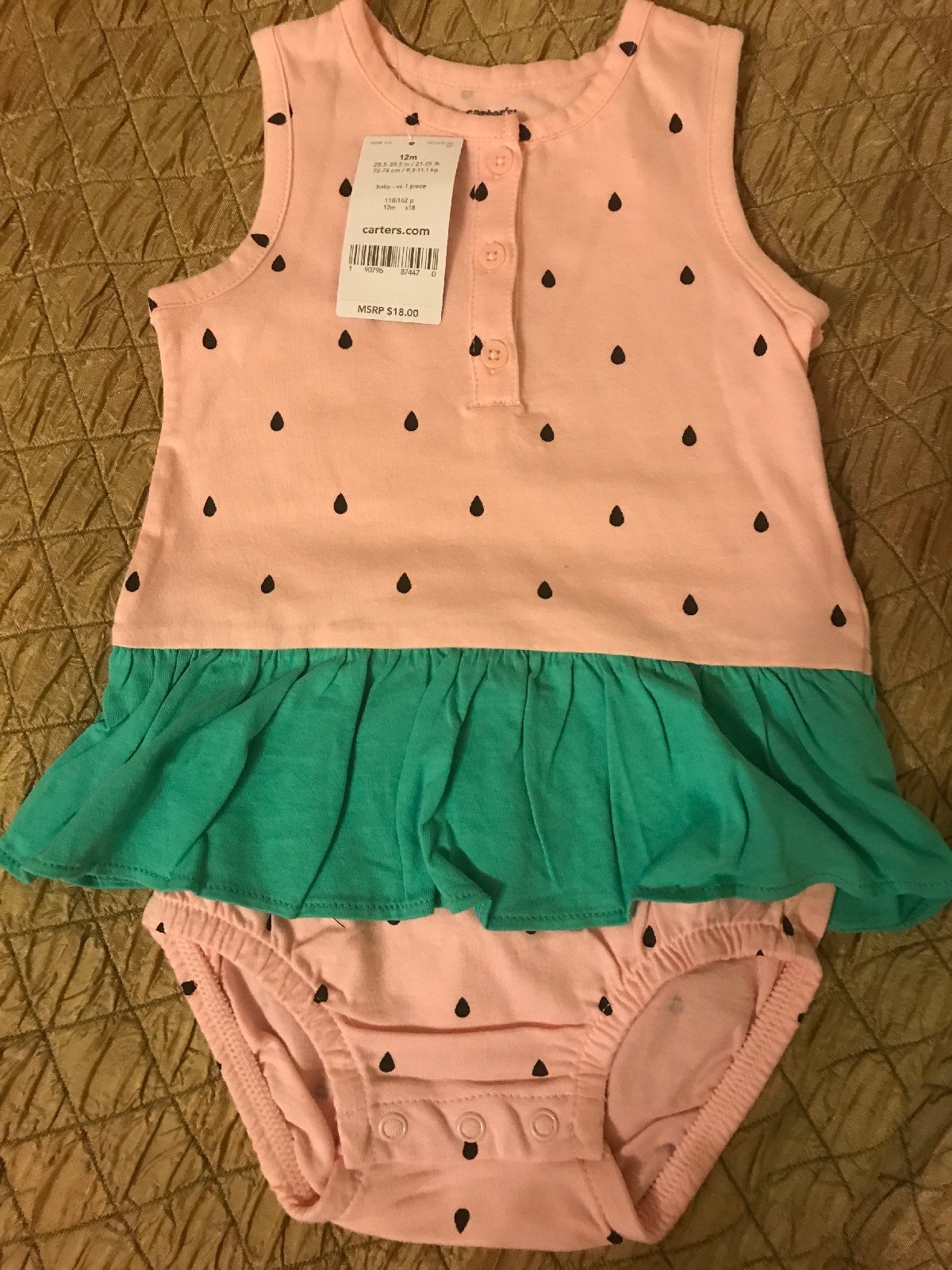New Carter’s Baby Girl Bodysuits One Piece Size 12 Months MSRP 18.00