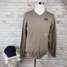 NWT Sonoma Mens Size L Tan Coolmax Long Sleeve V-Neck Pullover Sweater MSRP 50