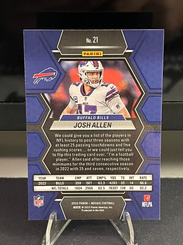 Josh Allen 2023 Mosaic Buffalo Bills #21 - 第 2/2 張圖片