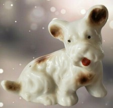 Vintage Brown  White Scottish Terrier Scottie Dog 2  " Figurine Japan