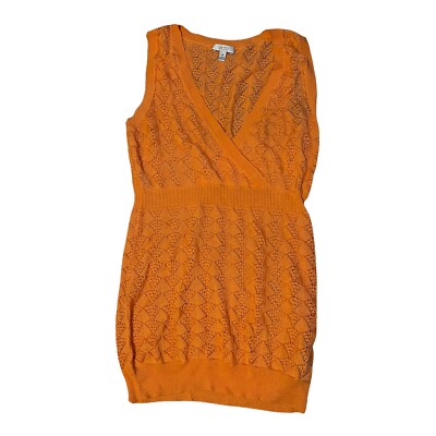 cache blouse medium orange knit strapless v neck top