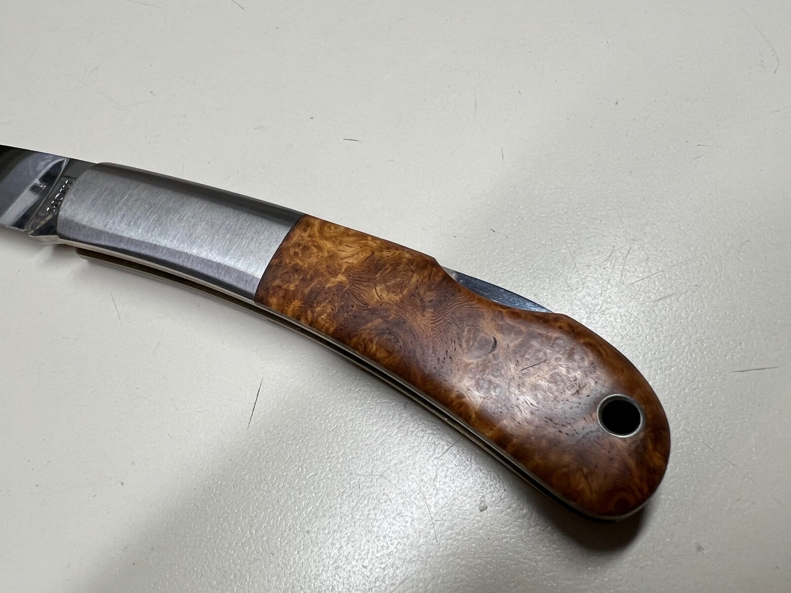 MOKI MK100 FOLDING KNIFE *VERY NICE BLADE & CUSTOM HANDLE W/ BOX STOW