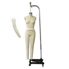 Size 4 Linen Full Body Pro Female Dress Form Mannequin with Arm & Padding Kit