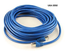 50ft Shielded CAT6A Network STP 500MHz Bare Copper Ethernet RJ45 Patch Cable