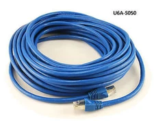 50ft Shielded CAT6A Network STP 500MHz Bare Copper Ethernet RJ45 Patch Cable