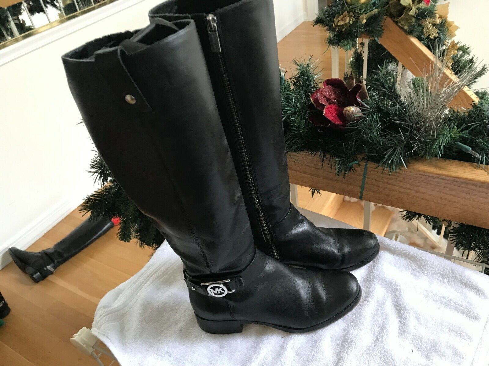 MICHAEL KORS Womens Knee High Fashion Riding Boots Soft Black Leather Size   | eBay